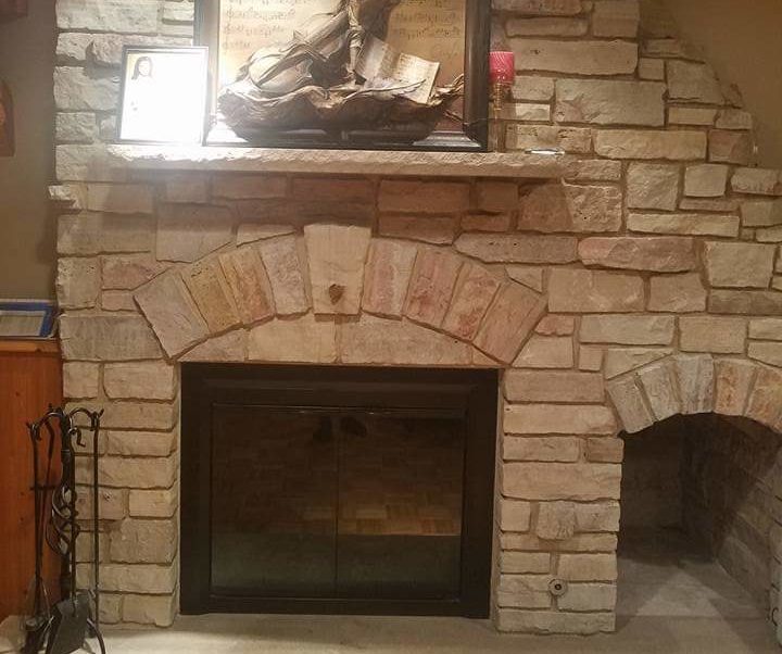 Fireplace stone and tile installation